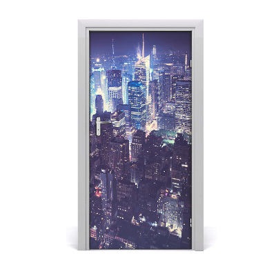 Self-adhesive door wallpaper Manhattan by night