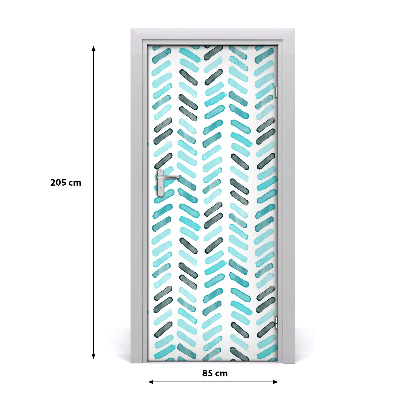 Door wallpaper Blue herringbone