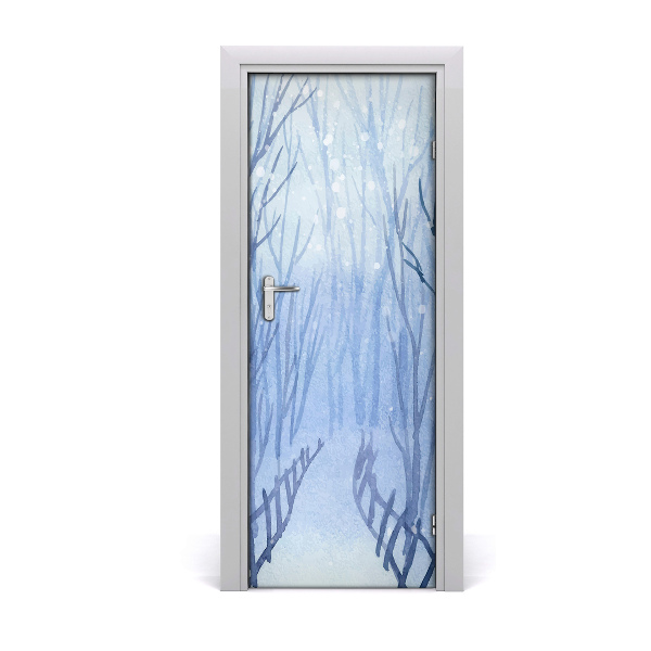 Self-adhesive door sticker Winter forest