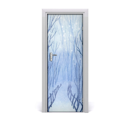 Self-adhesive door sticker Winter forest