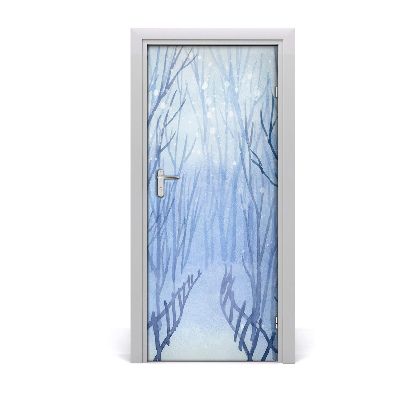 Self-adhesive door sticker Winter forest