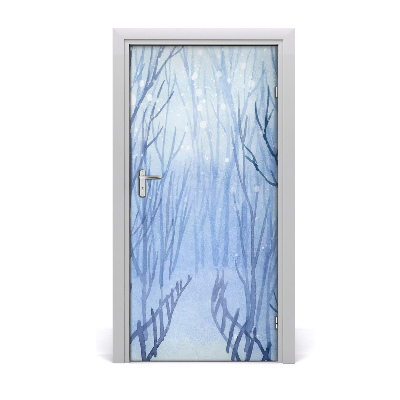 Self-adhesive door sticker Winter forest