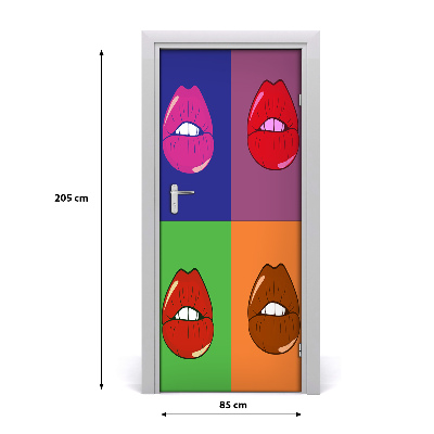 Self-adhesive door wallpaper Colorful lips