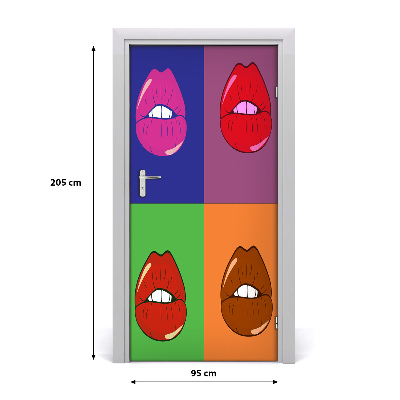 Self-adhesive door wallpaper Colorful lips