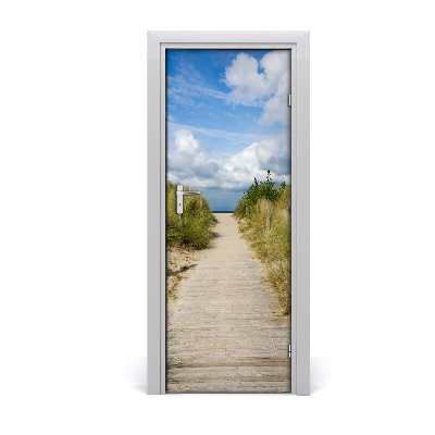 Self-adhesive door sticker Path to the beach