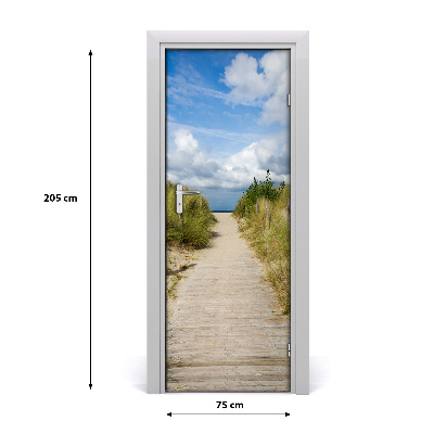 Self-adhesive door sticker Path to the beach