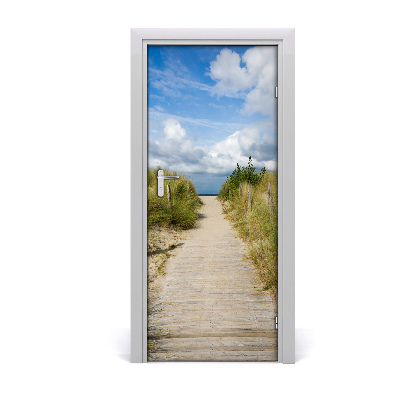 Self-adhesive door sticker Path to the beach