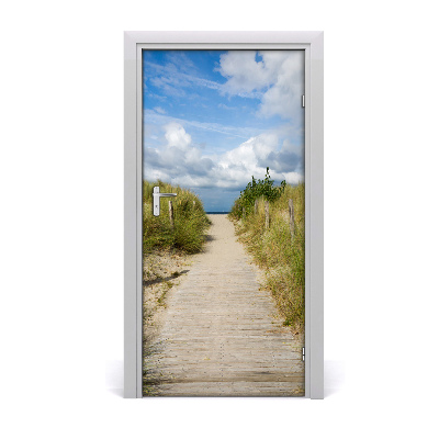 Self-adhesive door sticker Path to the beach