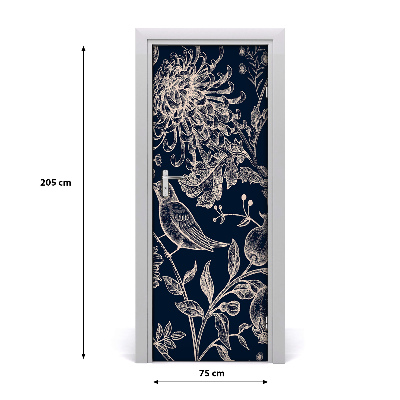 Self-adhesive door veneer Flowers and birds