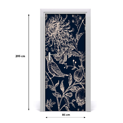 Self-adhesive door veneer Flowers and birds