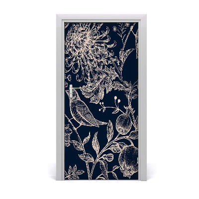 Self-adhesive door veneer Flowers and birds