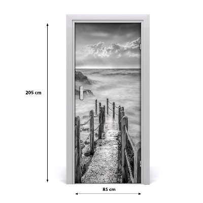 Self-adhesive door sticker Path by the sea