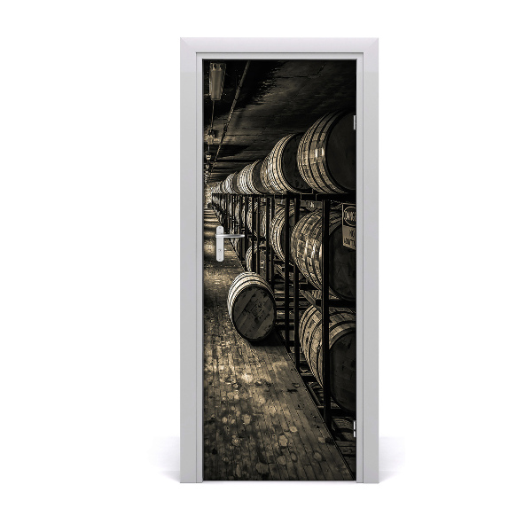 Self-adhesive door wallpaper Bourbon barrels