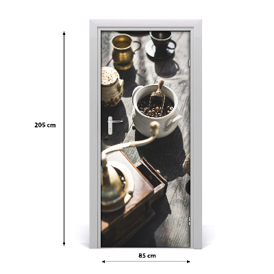 Self-adhesive door wallpaper Coffee grinder