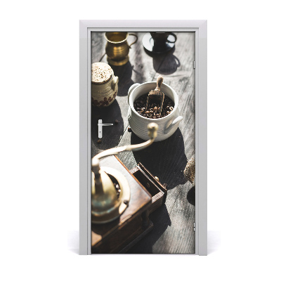 Self-adhesive door wallpaper Coffee grinder