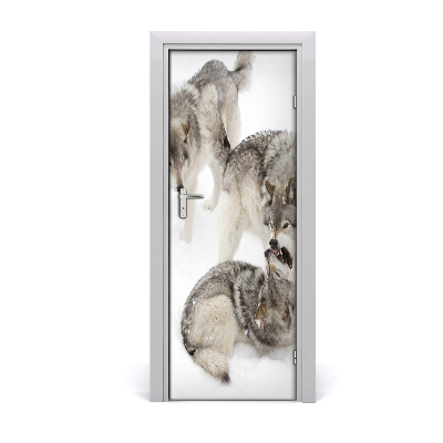 Self-adhesive door sticker Wall gray wolves