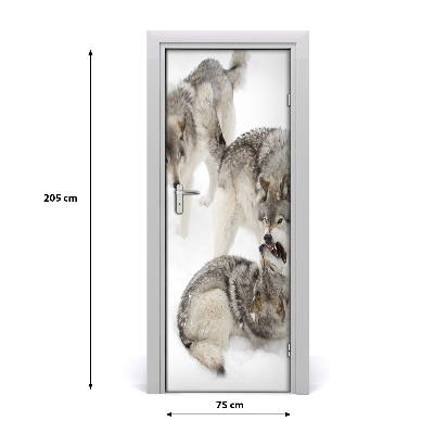 Self-adhesive door sticker Wall gray wolves