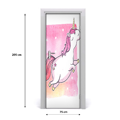 Self-adhesive door sticker Pink unicorn