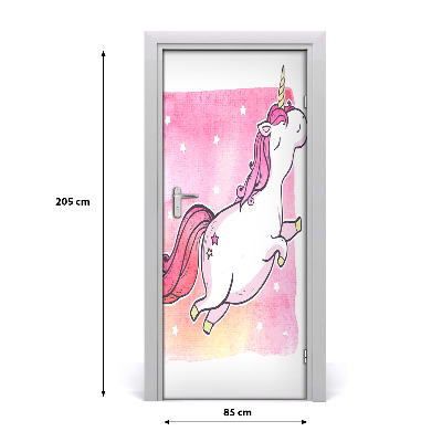 Self-adhesive door sticker Pink unicorn