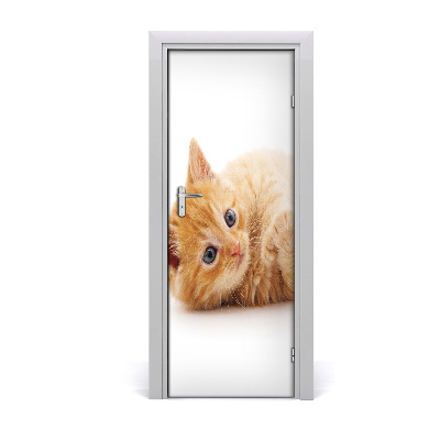 Self-adhesive door sticker Little red cat