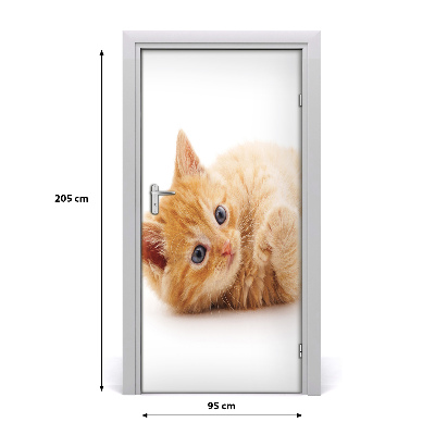 Self-adhesive door sticker Little red cat