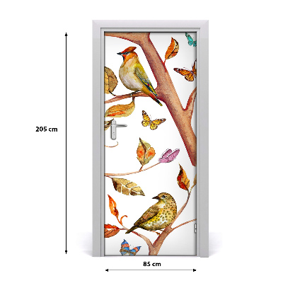 Self-adhesive door sticker Butterflies leaves