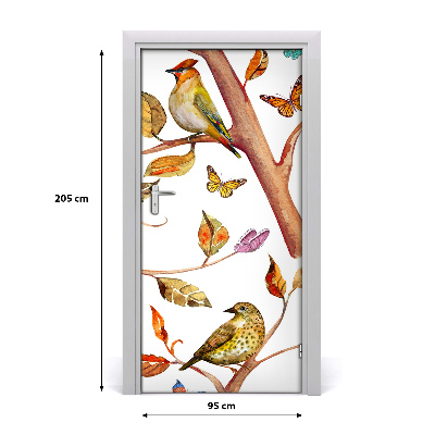 Self-adhesive door sticker Butterflies leaves