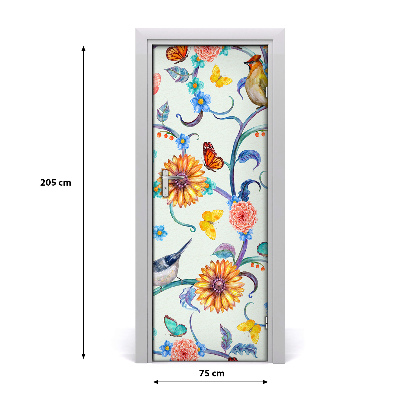 Self-adhesive door sticker Butterflies flowers