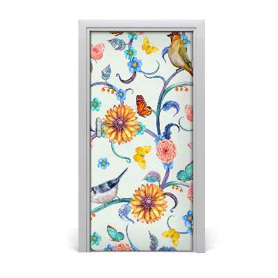 Self-adhesive door sticker Butterflies flowers