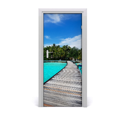 Self-adhesive door wallpaper Tropical view