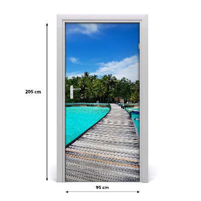 Self-adhesive door wallpaper Tropical view