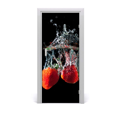 Self-adhesive door sticker Strawberries under water