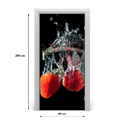 Self-adhesive door sticker Strawberries under water