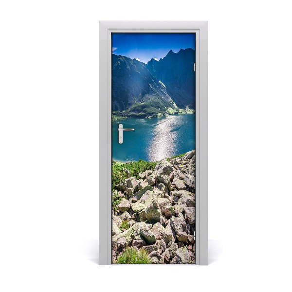 Self-adhesive door sticker Black pond tatry