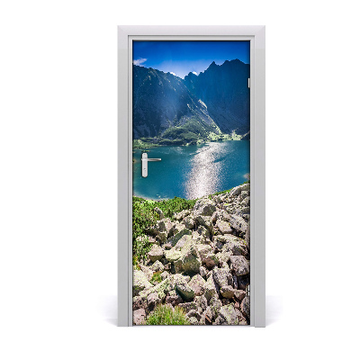 Self-adhesive door sticker Black pond tatry