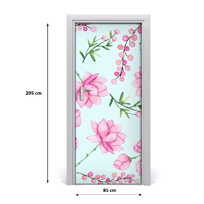 Self-adhesive door veneer Flowers and berries