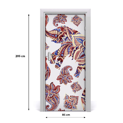 Self-adhesive door sticker Ethnic elephant patterns