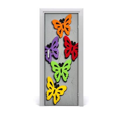 Self-adhesive door sticker Colorful butterflies