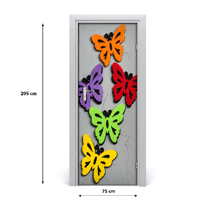 Self-adhesive door sticker Colorful butterflies