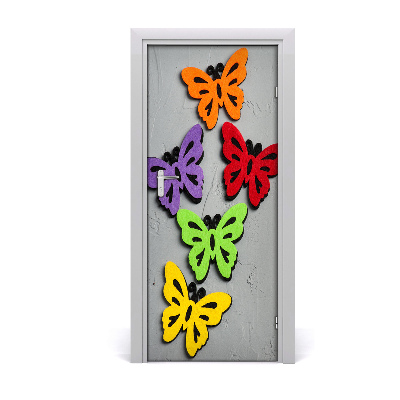 Self-adhesive door sticker Colorful butterflies