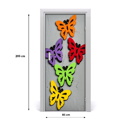 Self-adhesive door sticker Colorful butterflies