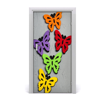 Self-adhesive door sticker Colorful butterflies