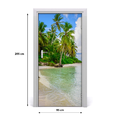 Self-adhesive door sticker Tropical beach