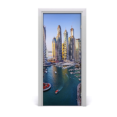 Self-adhesive door wallpaper Bay of dubai