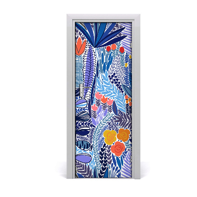 Self-adhesive door veneer Tropical flowers