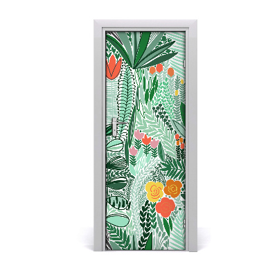 Self-adhesive door veneer Tropical flowers