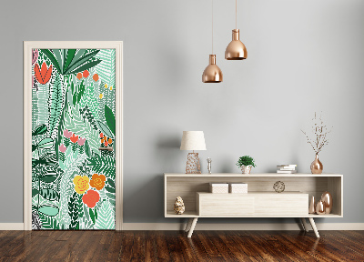 Self-adhesive door veneer Tropical flowers