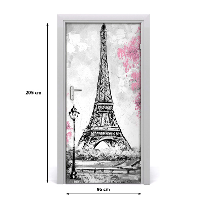 Self-adhesive door wallpaper Eiffel tower