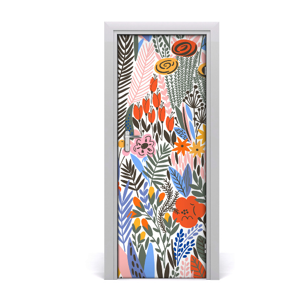 Self-adhesive door veneer Tropical flowers