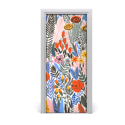 Self-adhesive door veneer Tropical flowers